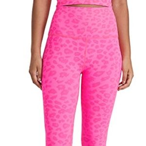 Beyond Yoga Leopard Jacquard High Waisted Midi Legging - Electric Pink Leopard